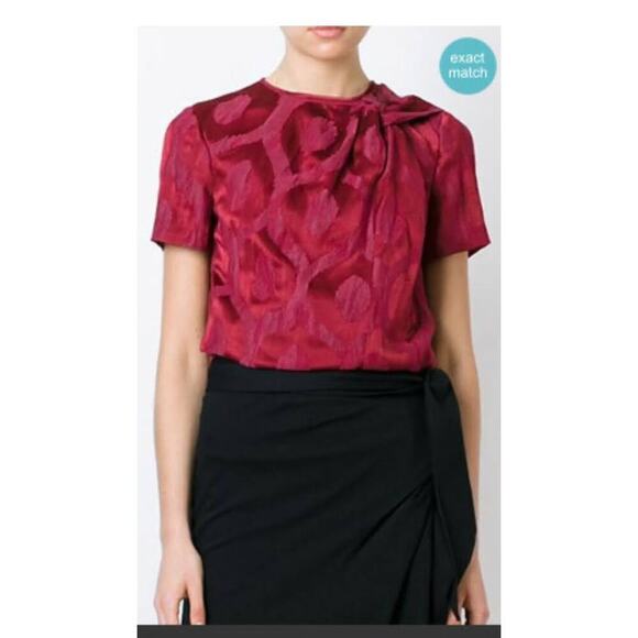Isabelle Marant Tonal Knotted Blouse in Wine Red Size 36 Short Sleeve Viscose - Picture 1 of 6